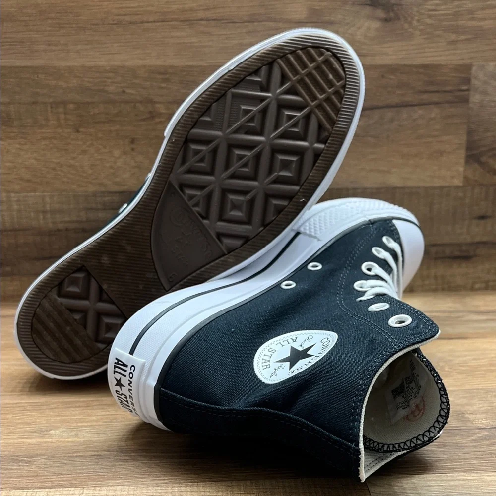 Converse Classic Black and White High-Tops platform